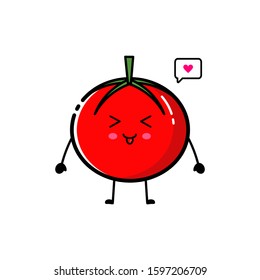Cute tomato character with flat design style