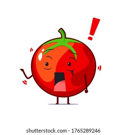 Cute tomato character got shocked isolated on white background. Tomato character emoticon illustration