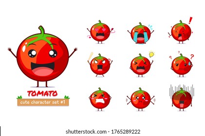 Cute Tomato Character Illustration Set 1