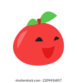 cute tomato character. isolated on a white background. suitable for mascot, children's book, icon, t-shirt design etc. fruit, food, vegetarian, health concept. flat vector design illustration