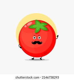 Cute tomato character with mustache