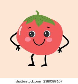 carácter lindo de tomate - tarjeta vector o fondo