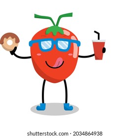 cute tomato character vector illustration design