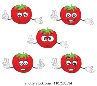 cute tomato characters set.  cartoon vector 