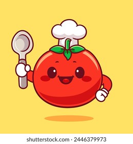 Lindo tomate chef de dibujos animados mascota logo