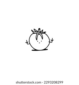 cute tomato doodle illustration vector