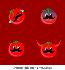 Expresiones de tomate personalizadas para papeles pintados, emojis, emoticones...