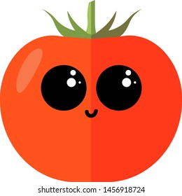 Cute tomato with eyes, illustration, vector on white background