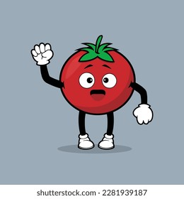Cute tomato fruit character with spirit expression vector