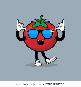 Cute tomato fruit character with stylish expression vector