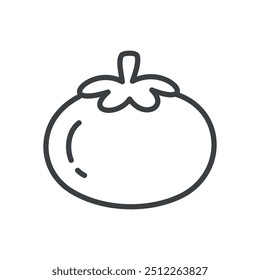 
Cute tomato icon. Hand drawn monochrome illustration of a vegetable isolated on a white background. Vector 10 EPS.