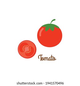 Cute tomato isolated on white background.  Vector illustration.