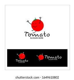 Cute tomato Logo Design Template. Vector Illustration