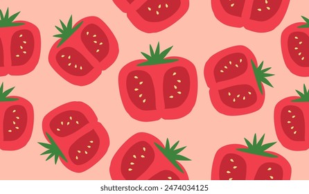 Diseño lindo del Vector del fondo del patrón del tomate