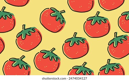 Cute tomato pattern background vector design