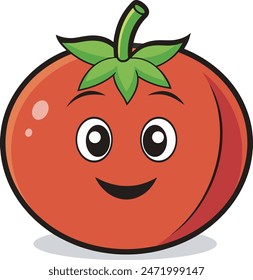 Ilustración del Vector de dibujos animados de la sonrisa del tomate lindo Vector plano aislado de la Naturaleza de alimentos