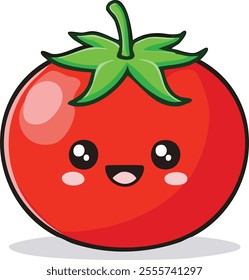 Cute Tomato Smile Vector Illustration – Healthy Vegetable