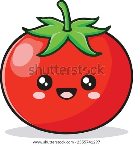 Cute Tomato Smile Vector Illustration – Healthy Vegetable