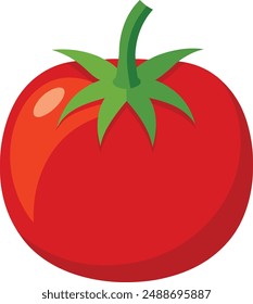 cute tomato with smiling face, vector cartoon illustration