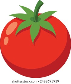 cute tomato with smiling face, vector cartoon illustration