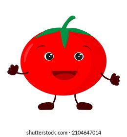Cute tomato smiling. Vector illustration in cartoon style.