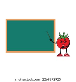 cute tomato teaching class vector illustration students