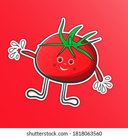 El concepto de huerto de tomate. Vector estilo moderno línea plana caricatura ilustración icono diseño de plantilla