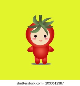 Cute tomato vegetable mascot vector illustration