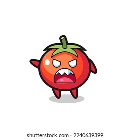 cute tomatoes cartoon in a very angry pose , cute style design for t shirt, sticker, logo element
