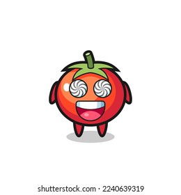 cute tomatoes character with hypnotized eyes , cute style design for t shirt, sticker, logo element