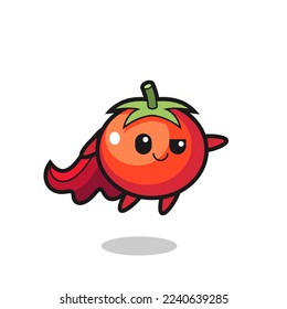 cute tomatoes superhero character is flying , cute style design for t shirt, sticker, logo element