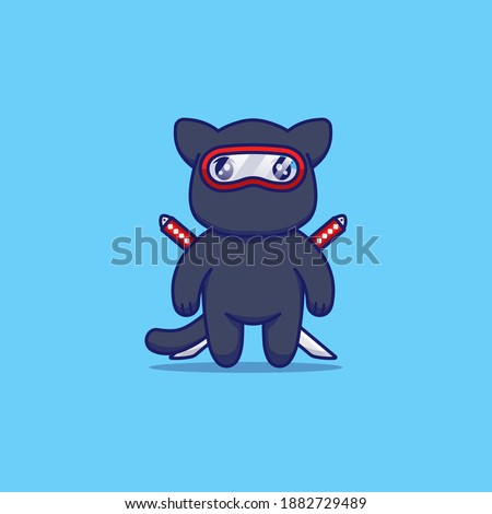 Cute tomcat with ninja costume