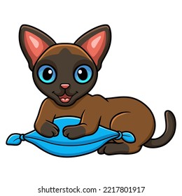 Cute tonkinese cat cartoon on the pillow