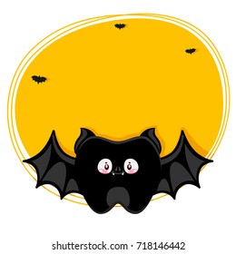 Cute tooth, black bat, Halloween costume, cartoon character, oral dental hygiene, vector.