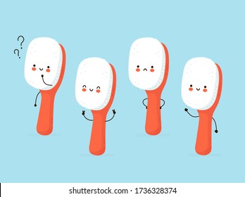 Cute tooth brush set. Vector cartoon character illustration