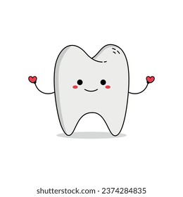 Cute tooth cartoon character spreading love