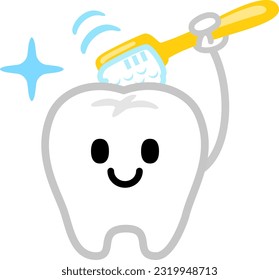 Cute tooth character to brush