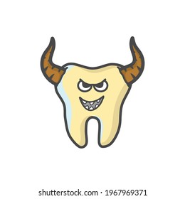 Cute Tooth Character Flat Cartoon Vector Template Design Illustration