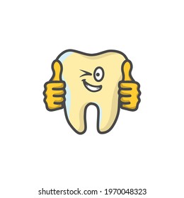 Cute Tooth Character Flat Cartoon Vector Template Design Illustration