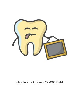 Cute Tooth Character Flat Cartoon Vector Template Design Illustration
