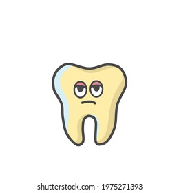 Cute Tooth Character Flat Cartoon Vector Template Design Illustration