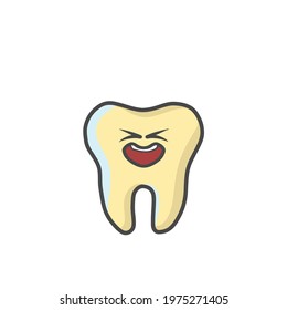 Cute Tooth Character Flat Cartoon Vector Template Design Illustration