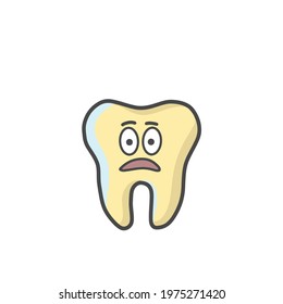 Cute Tooth Character Flat Cartoon Vector Template Design Illustration