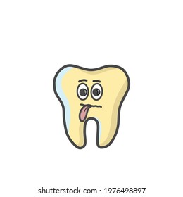 Cute Tooth Character Flat Cartoon Vector Template Design Illustration