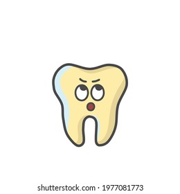 Cute Tooth Character Flat Cartoon Vector Template Design Illustration
