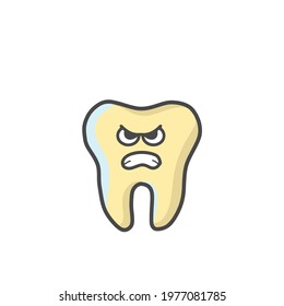 Cute Tooth Character Flat Cartoon Vector Template Design Illustration