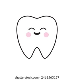 Cute tooth character icon. Vector.