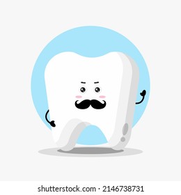 Cute tooth character with mustache