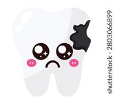 Cute Tooth Decay Cartoon Character Icon