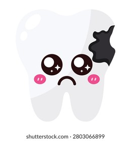Cute Tooth Decay Cartoon Character Icon